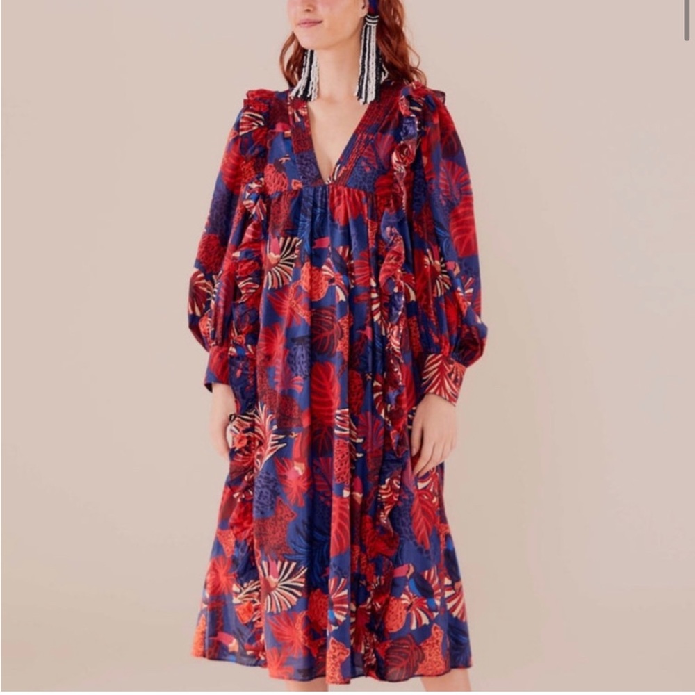 NWT FARM Rio ANIMALS TAPESTRY MIDI DRESS size small